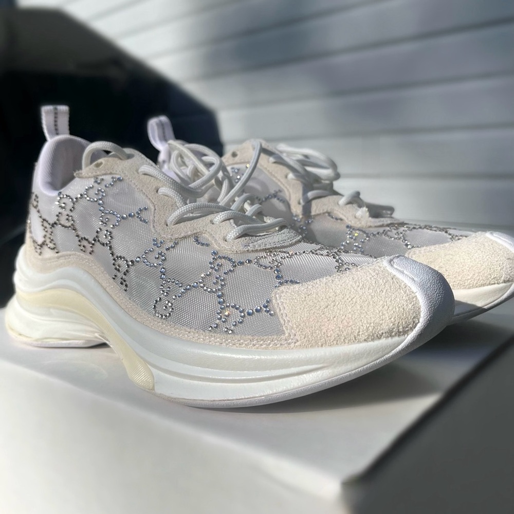 Gucci GG Crystal Mesh Sneakers White US 7